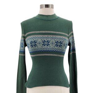 Daydreamer For Free People Womens Medium Top Waffle Knit Snowflake Fitted